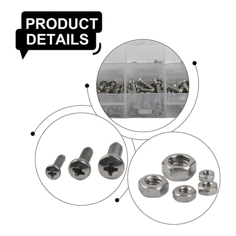 Stainless Steel Fastener Set 320Pcs 2mm to 5mm Metric Assortment With Hex Socket Button Head Screws Nuts Bolts And Washers