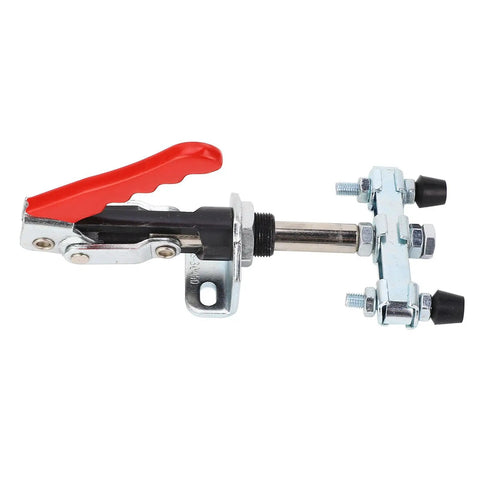 Heavy Duty Push Pull Toggle Clamp With 450kg Clamping Force And 38mm Stroke In High Carbon Steel Built To Last Quick Install Elbow Joint Design Perfect For Welding Fabrication Jigs And Workbench Fixtures mounted to fixture