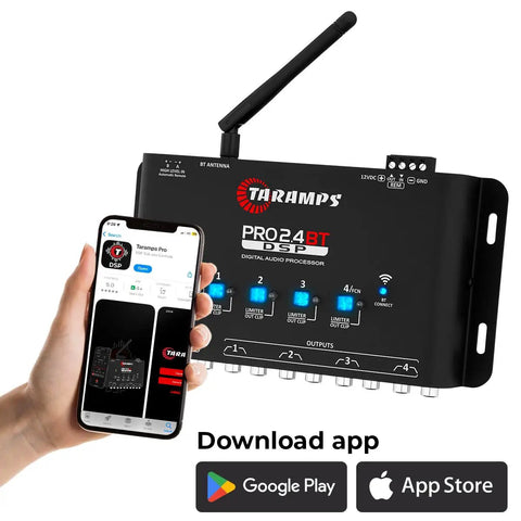 Bluetooth DSP Crossover For Car Audio With App Control 15 Band Graphic Equalizer 12 Presets 2 In 4 Out High Level Input Gain