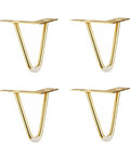 Solid As A Rock Premium Gold Hairpin Desk Legs 4 Pack Heavy Duty Steel Furniture Feet Replacement For Couches Side Tables And Cabinets 250mm Tall, showing four legs with rubber grips.