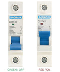 Front view of DZ47-63 C40 40 Amp 1 Pole DIN Rail Mount Miniature Circuit Breaker 230V AC C Type Trip 4000A Breaking Capacity