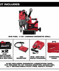 Portable Lineman Magnetic Drill Kit Delivers Kickass Job Site Power Drilling One And Half Inch Metal Cutting Includes dual batteries and charger.