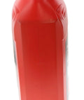 Side view of Ford Mercon LV Automatic Transmission Fluid 5 Quart Bottle, red color, with black cap for Ford transmissions.