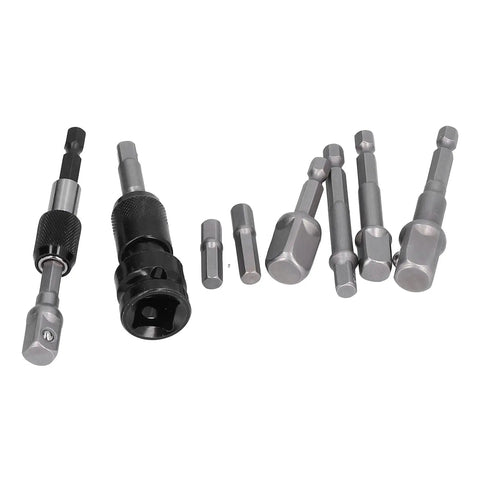 Sick 11 Piece Socket Adapter Kit With Hex Shank Square Head Connectors For Air Screwdriver And Electric Drill Made From Tough Chrome Vanadium Steel Featuring Super Self Locking Design To Stop Dropped Bits, 11 pc set