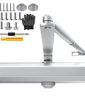 Heavy Duty Automatic Door Closer For Home And Office, Cast Aluminum With Hydraulic Soft Close and mounting hardware, Silver