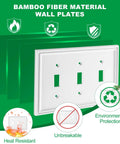 White Decorative Triple Toggle Light Switch Wall Plate 3 Gang Natural Material Cover for Modern Homes, eco-friendly design.