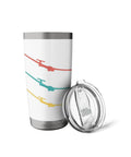 Insulated Stainless Steel Tumbler For Glider Pilots And Aviation Nerds with colorful glider graphics, shown with lid off.