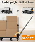 No Assembly Folding Hand Truck Dolly Cart With 440 Lb Capacity shown upright with boxes and adjustable handle in use.
