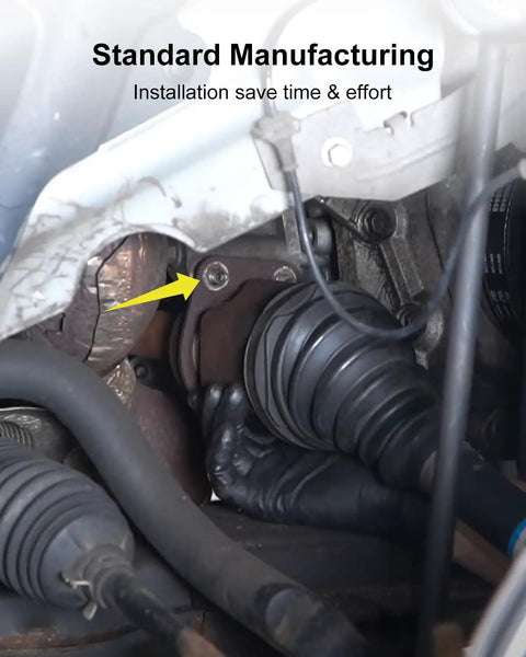 Close-up view of Heavy Duty Durable Front Passenger Axle Support Mount Bracket installation in a Ford Explorer, highlighting secure fit.