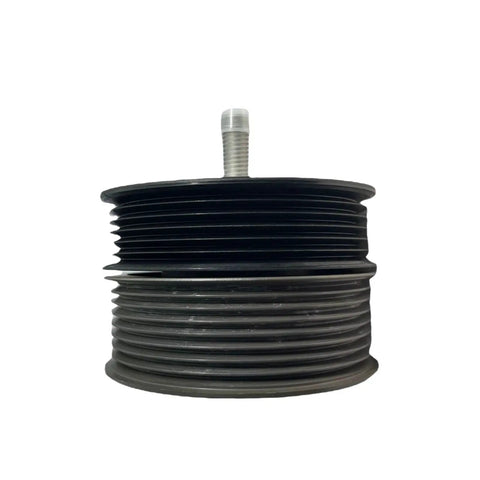 High Performance Double Pulley Drive Belt Idler Wheel For Mercedes Benz, black plastic material, front view showcasing grooves.