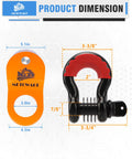 Offroad Recovery Kit With 10 Ton Heavy Duty Winch Snatch Block Pulley, dimension diagram with shackle and orange accessory