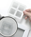 Hand applying DIY Fiberglass Screen Repair Kit With Self Adhesive Mesh Patches For Windows And Doors Easy Quick Tear Fix For Home Use Pro Grade Patch Tape For Screen Repair
