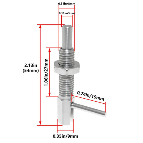 Heavy Duty M8 Telescopic L Shaped Plunger Pin With Nut Solid As A Rock Stainless Steel Spring Loaded Locating Stop Cabinet Hardware dimensions