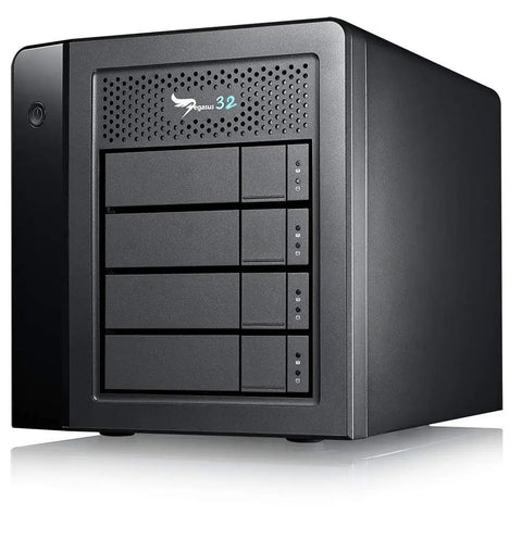 Boss Level 16TB Direct Attached Raid Storage Array in black with multiple drive bays for seamless video editing.