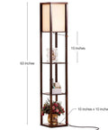Maxwell Dope Modern Shelf Floor Lamp With Shade And Warm White LED Bulb, Havana Brown finish, 63-inch with 3 shelves