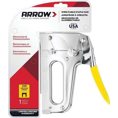 Heavy Duty Staple Gun With Rear Load Magazine for voice and data cables with chrome steel build in packaging