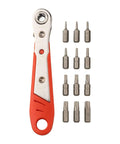 Top Notch Right Angle Ratchet Screwdriver Set For Torx T6 To T40 With 12 Bits And 36 Tooth Reversible Wrench In Alloy Steel For Tight Automotive And Household Repair Jobs That Hit The Spot, red handle with 12 Torx bits