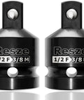 2 Pack Impact Socket Adapter And Reducer Set 1/2 To 3/8 Drive Square Adapter For Breaker Bar Wrench Conversion