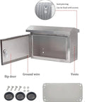 Stainless Steel Weatherproof Electrical Junction Box With Hinged Cover And Mounting Plate For Secure DIY Electrical Installations Built To Last And Tough As Nails Outdoor And Indoor Use, open front view