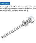 Pack Of 3 Steel Landing Gear Axles For RC Planes, Five Thirty Second Inch Diameter By Two Point Four Inch Total Length, M6 Thread, Wheel Drive Shafts With Nuts, Heavy Duty RC Aircraft Landing Gear Components. Steel axle with nut.