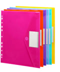Six Pack Plastic Binder Pockets Folders With Transparent Pockets And Label Window A4 Size Each Holds Up To 150 Sheets colorful assortment