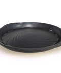 Korean BBQ Nonstick Grill Pan For KBBQ Lovers, Cast Aluminum Build, PFOA Free Coating, Swirled Channel Design Drains Fat