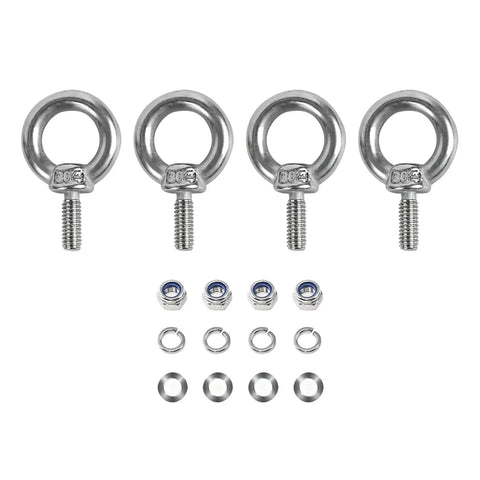 Rugged 304 Stainless Steel Eye Bolt M8x40mm With Lock Nuts And Spring Washers For Lifting, Hanging, And Tie Down Heavy Loads On Trailers, Trucks, And Outdoor Gear, set with nuts and washers