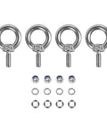 4 Pack 304 Stainless Steel Eye Bolts M8 x 40mm With Flange Lock Nuts And Spring Washers Built Tough For Lifting Hanging And Tie Down Gear Outdoors And Indoors, with nuts and washers