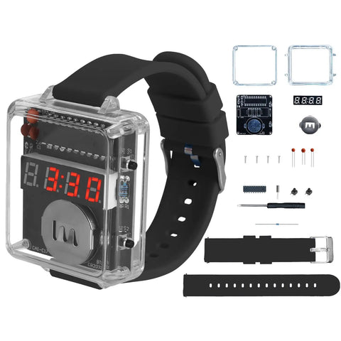 Beginner Friendly Electronic Watch Soldering Kit With Ten Second Auto Sleep Mode Stem Learning Project parts layout