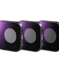3-pack ND Filter Set for GoPro Hero 9 10 11 12 13 Black ND8 ND16 ND32 Screw On Multicoated HD Glass Lenses for Action Cameras