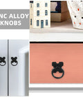Set Of Four Black Round Ring Cabinet Pulls Handles for closet doors in zinc alloy on white and pink furniture drawers
