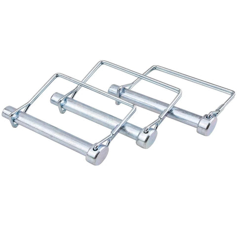 10 Pack Trailer Coupler Pin 3/8 By 3-5/32 Inches Heavy Duty Wire Lock Pins displayed in a set, showing carbon steel material for towing and locking.