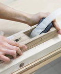 Hands using Japanese Block Plane 50mm for Woodworking, Kanna Smoothing Plane Hand Planer Tool, Eco Oak Body, Made in Japan