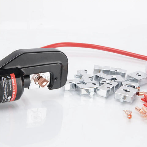 Workhorse Hydraulic Crimping Tool For 12 AWG To Two Zero Gauge Wire, 8 Ton Crimper With 9 Die Set And Ergonomic Handle For Electrical, Battery, And Welding Cables, Heavy Duty, Long Lasting Performance, with die set