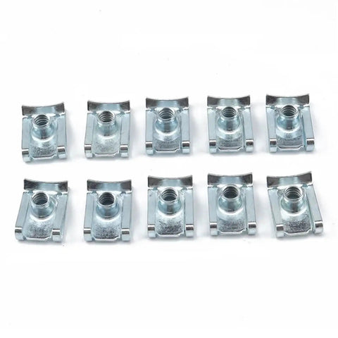 Heavy Duty Stainless Steel U Nuts Assortment Kit M4 M5 M6 M8 With Speed Clips For Chimneys And Auto Fenders Elastic Buckle Design For Firm Mounting Standard Screw Match Broad Vehicle Compatibility, M6 steel clips