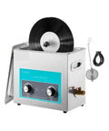 Ultrasonic Parts Cleaner With Lid And Handle For Jewelry, Vinyl Records, Eyeglasses, and small tools, with record inside.
