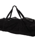 Big Black Mesh Duffle Bag For Scuba Gear And Snorkel Sets See Through Beach Tote For Travel Pool And Sports Extra Large 37 X 15 X 15 Inches Durable Polyester With Quick Drainage And Easy Drying on a white background.