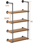 Industrial Pipe Shelving Kit 55 Inch Tall 5 Tier DIY Wall Mounted Iron Pipe Bracket System Matte Black Heavy Duty Shelving