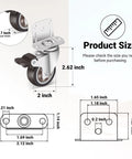 Heavy Duty Two Inch Side Mount Caster Wheels 12 Pack Rock Solid L Shaped Rubber Castors For Furniture DIY Desk And Crib Smooth Rolling Built Tough No Sweat Setup size guide displaying dimensions of the caster wheel.