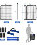 Tall 48 Inch High Garden Fence With Gate Heavy Duty Iron Pet Fence 17.7 Feet Total Length Eight Panels, accessories displayed.