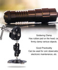 Pro Grade Soldering Stand Clamp With Magnetic Helping Hands 360 Degree Rotation Rubber Pad Jaws For Electronics Jewelry DIY Repairs Sturdy Aluminum And Stainless Steel Construction Secure Hold Without Damage.