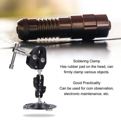 Pro Grade Soldering Stand Clamp With Magnetic Helping Hands 360 Degree Rotation Rubber Pad Jaws For Electronics Jewelry DIY Repairs Sturdy Aluminum And Stainless Steel Construction Secure Hold Without Damage.