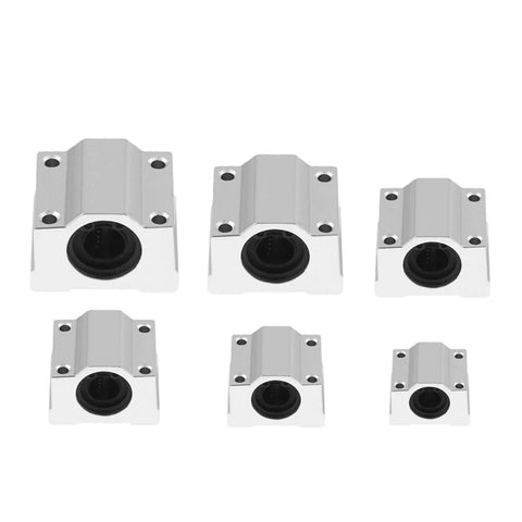 4 Pack Linear Motion Bearing Slides SCS12UU 12mm Length For CNC Parts And 3D Printer Projects High Precision Rails With Smooth Low Friction Movement And Durable Build For Precision Machinery. Six SCS12UU bearing blocks in varying sizes