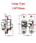 Rock Solid 10 Piece Set Of Invisible 3D Adjustable Hidden Door Hinges built from tough zinc alloy, large type 110mm by 30mm.
