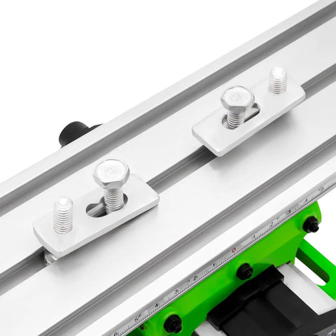 Close-up of adjustable handwheels and clamps on 12.2 Inch Milling Machine Worktable Cross Slide Table for precise alignment.