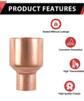 Rock Solid Low Lead Copper Coupling Reducer With Zero Drama Sweat Connection, showcasing corrosion prevention and high-quality copper.