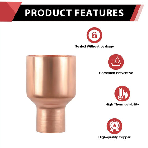Rock Solid Low Lead Copper Coupling Reducer With Zero Drama Sweat Connection, showcasing corrosion prevention and high-quality copper.