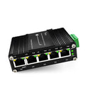 Five Port PoE Gigabit Ethernet Switch with Web Management, DIN Rail Mount, Compact Managed Network Switch front view
