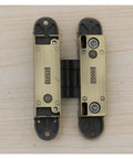 Chrome 180 Degree 3D Adjustable Zinc Alloy Hidden Door Hinges shown from top view