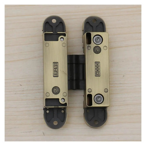 Chrome 180 Degree 3D Adjustable Zinc Alloy Hidden Door Hinges shown from top view